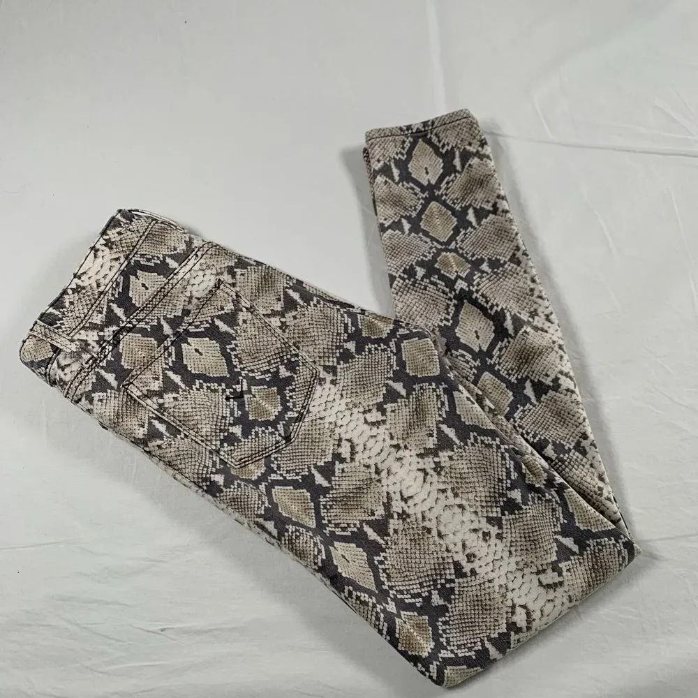 Hudson Barbara Super Skinny Snake Python Print Jeans Size 27 Stretch High Rise